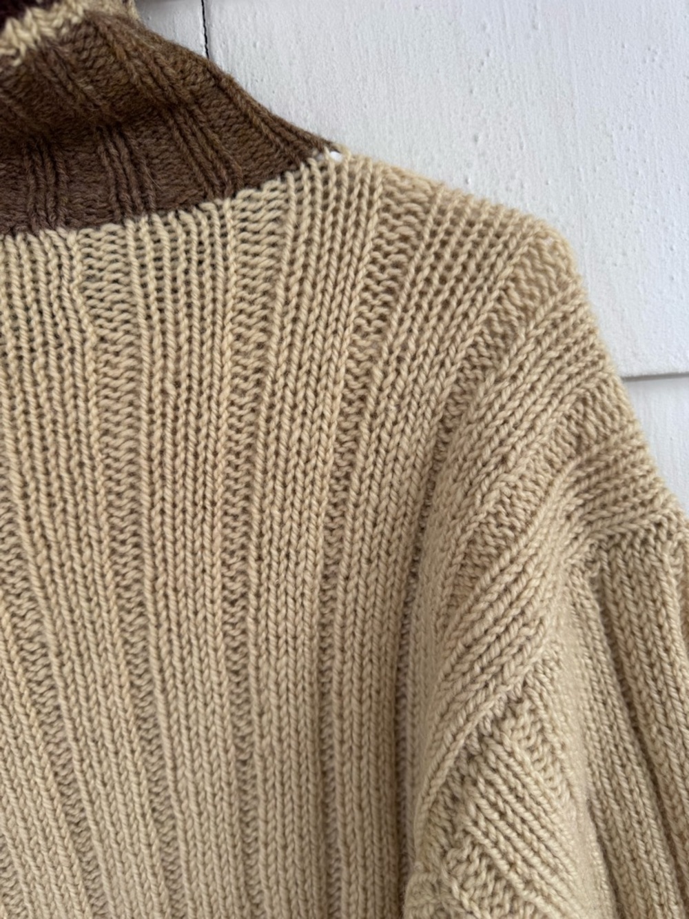 Vintage Ralph Lauren Polo Country Hand Knit Turtleneck Sweater Tan size Large - Picture 6 of 6
